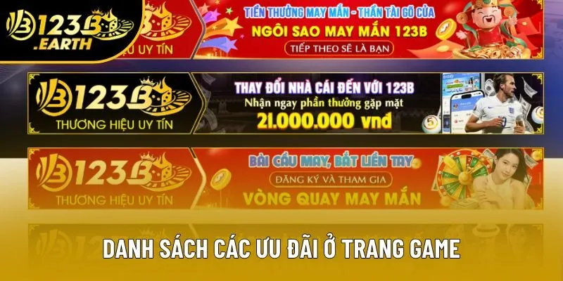 Danh sách các ưu đãi ở trang game